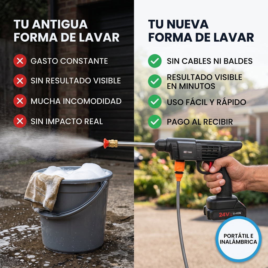 Hidrolavadora Inalámbrica Profesional - Sin cables, sin lavaderos y sin excusas