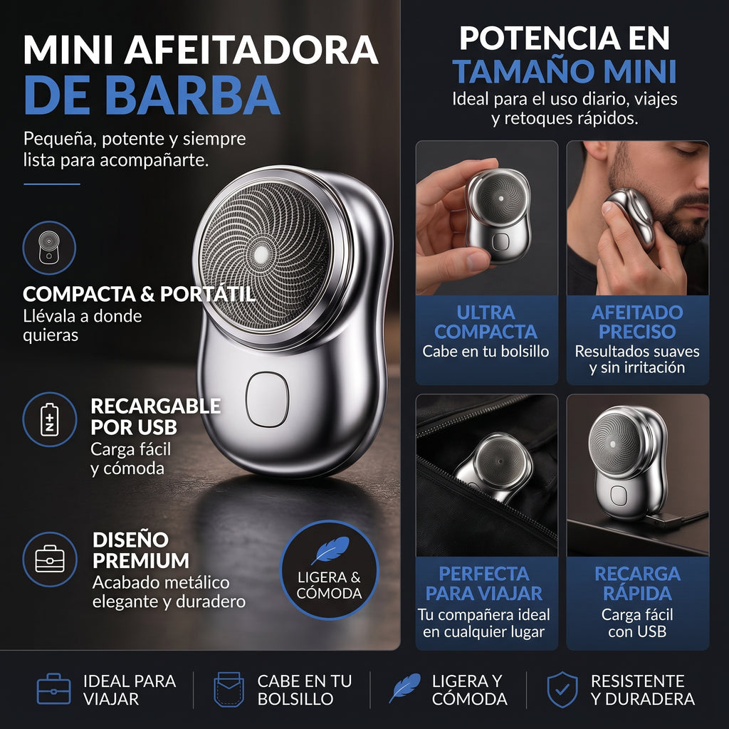 Mini afeitadora. Corte suave en 2 minutos!